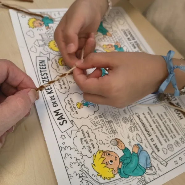 kinderen vlechten met draadje